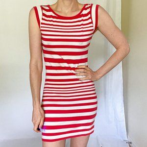 French Connection Striped Orange & Ivory Bodycon Tank Dress